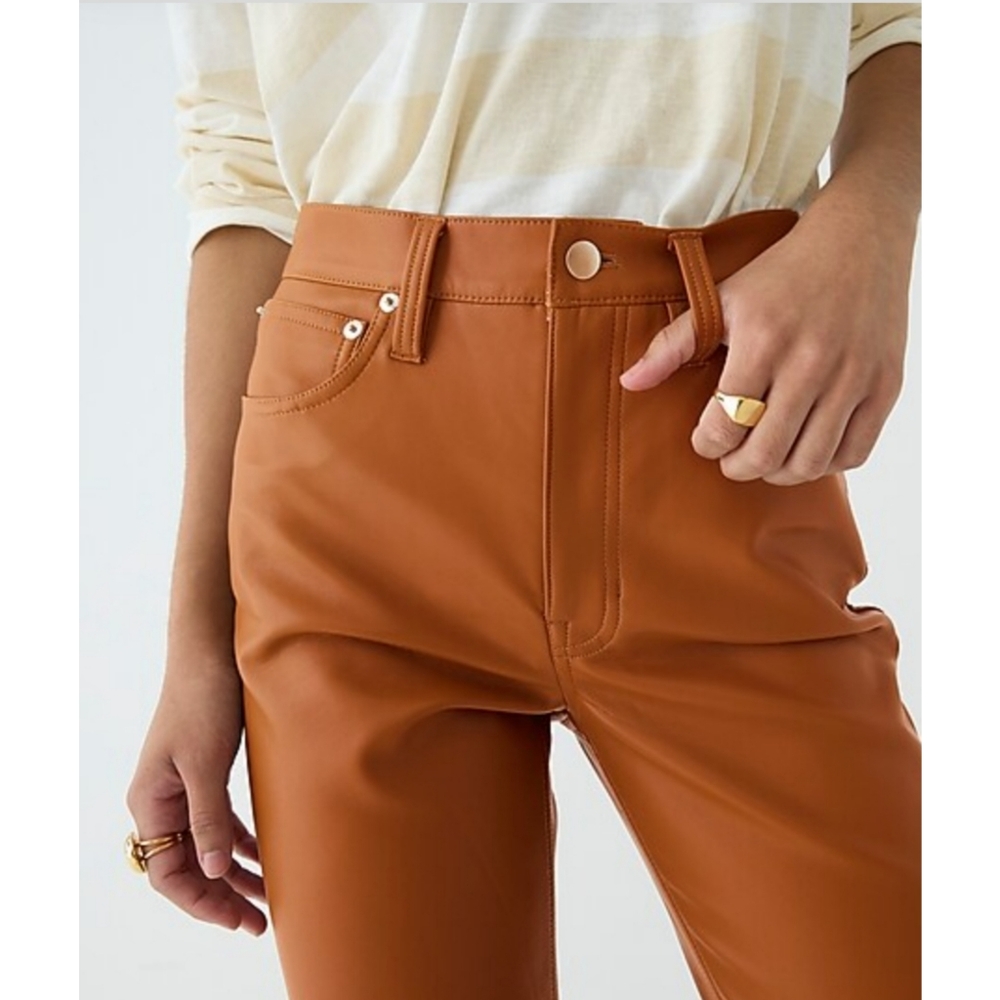 33. J.Crew High-rise slim demi-boot pant in faux leather - Picture 2 of 11